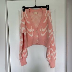 Altar'd State Pink and Cream Cardigan